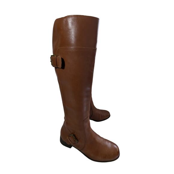 NWOT! NINE WEST! PECAN BROWN GENUINE LEATHER DOUBLE BUCKLE WESTERN BOOTS! SZ 6M - Picture 2 of 11